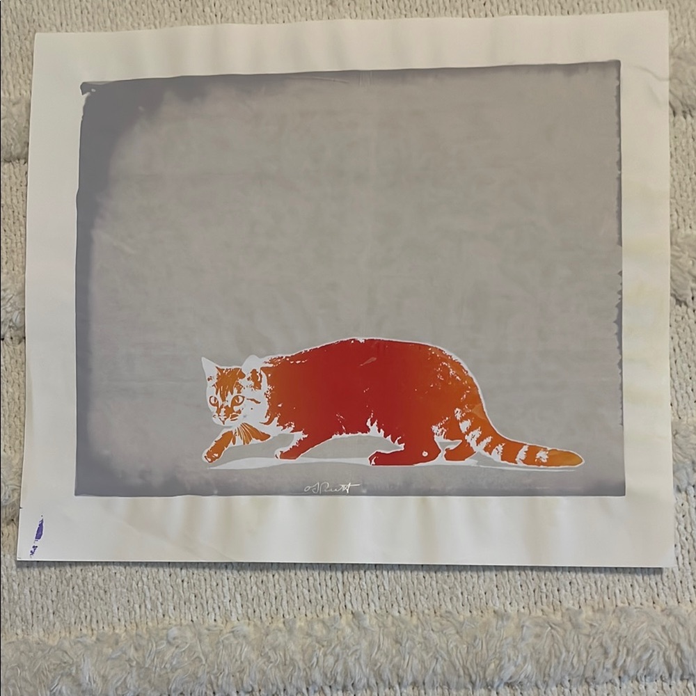 Hand painted Orange Tabby Cat signed by artist Otto Rutt